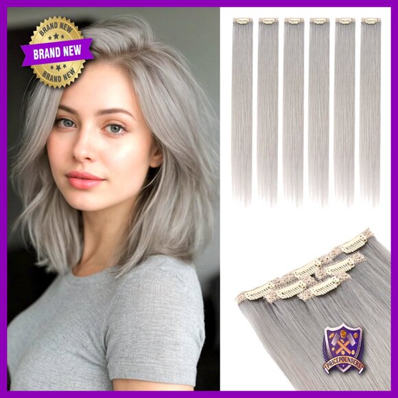 Real Human Hair Clip-In Extensions, 10 Inches, 6 Piece Set, Single Clip Design main image 5